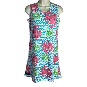 Simply Southern Crab Coral Waves Tank Summer Dress Size XS/S